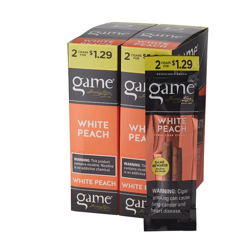 Garcia Y Vega Game Cigarillos White Peach (2) Natural cigar listing